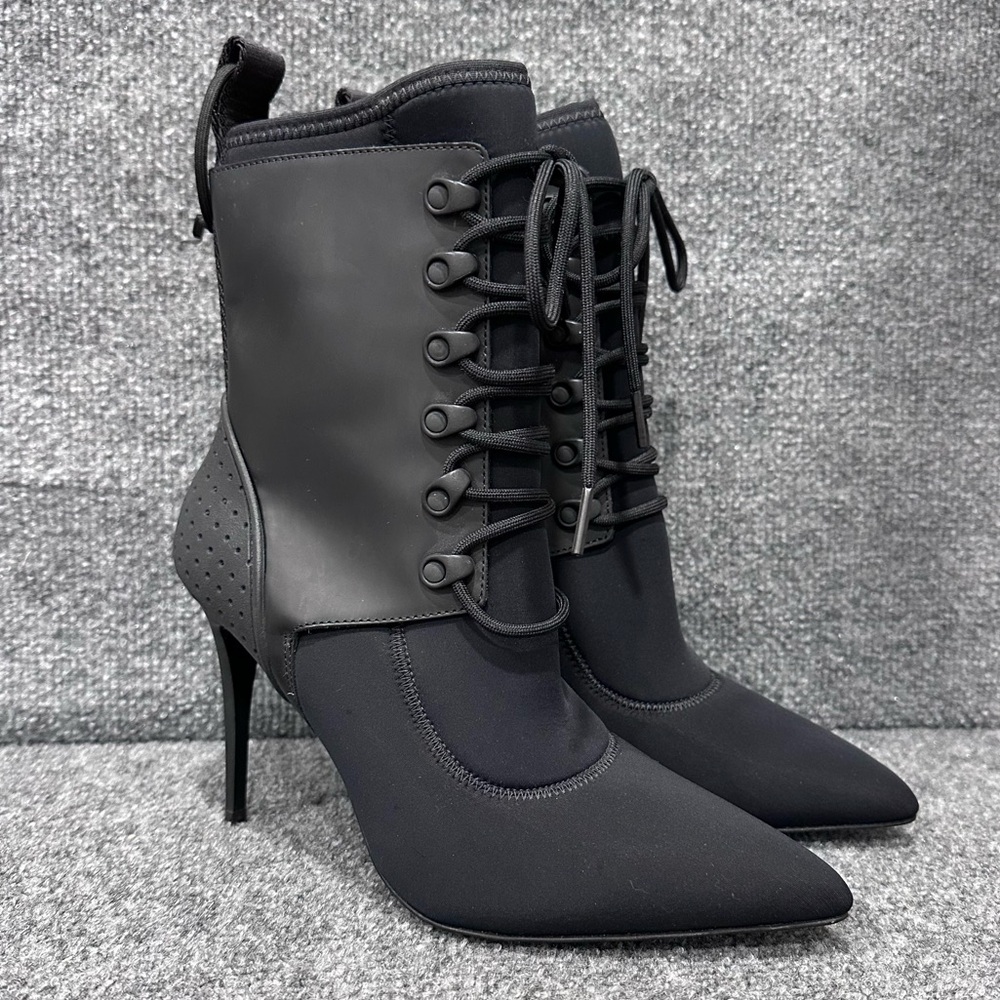Alexander Wang H&M sz 7 boots ASO Rihanna neoprene scuba stiletto pointed toe